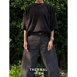 [THERMAL] 7패널 가먼트 워싱 와이드 티셔츠 ( VINTAGE BLACK )